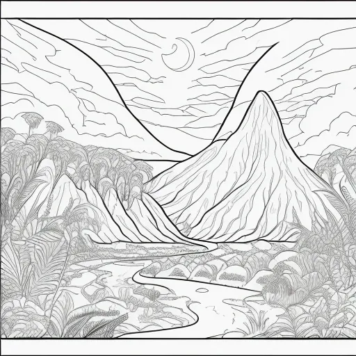 Prehistoric Scene colouring page