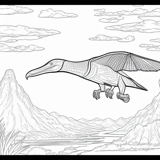 Flying Pterodactyl colouring page
