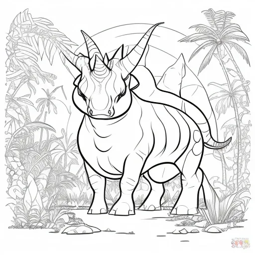Triceratops colouring page