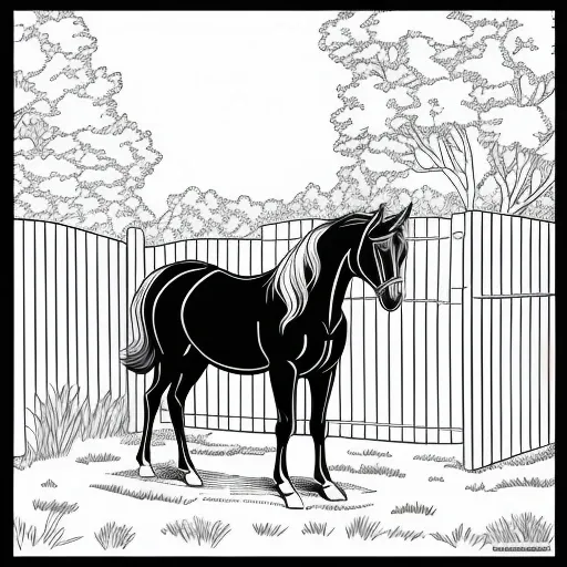 Horse in the Paddock colouring page