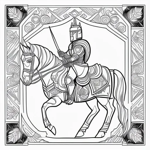 Knight on Horseback colouring page
