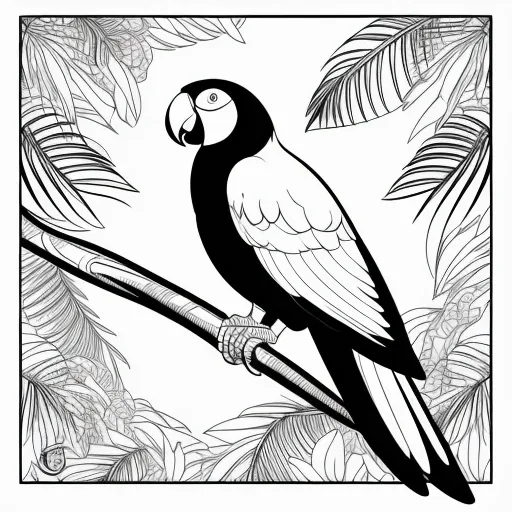 Colourful Parrot colouring page