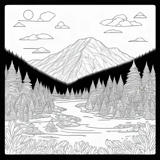 Mountain Lake colouring page