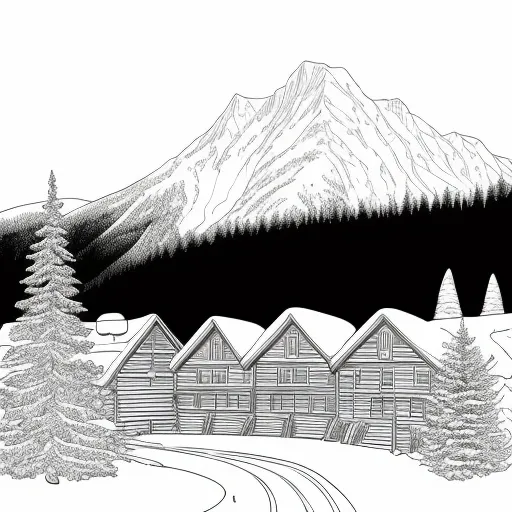 Mountain Village colouring page