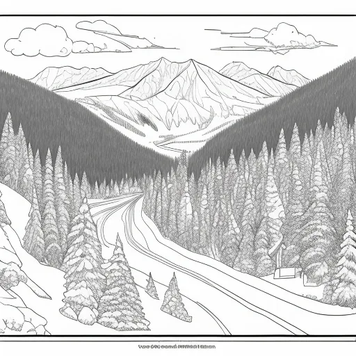 Ski Resort colouring page