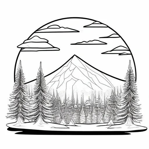Snowy Mountain colouring page