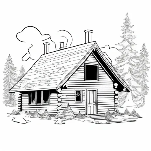 Little Log Cabin colouring page