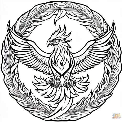 Rising Phoenix colouring page