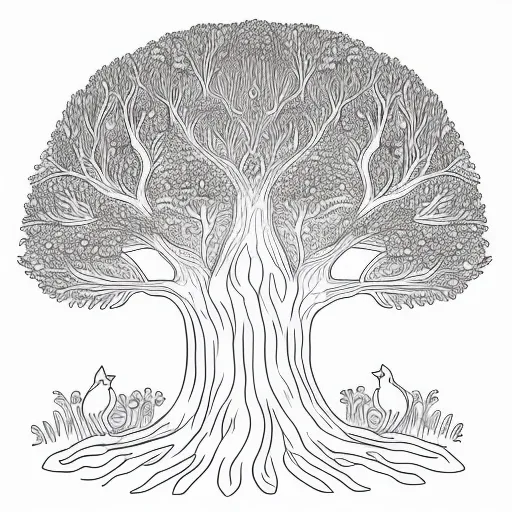 The Big Oak Tree colouring page
