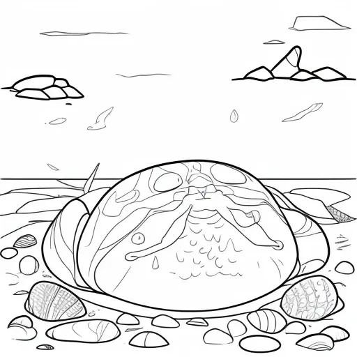 Crab on the Beach colouring page
