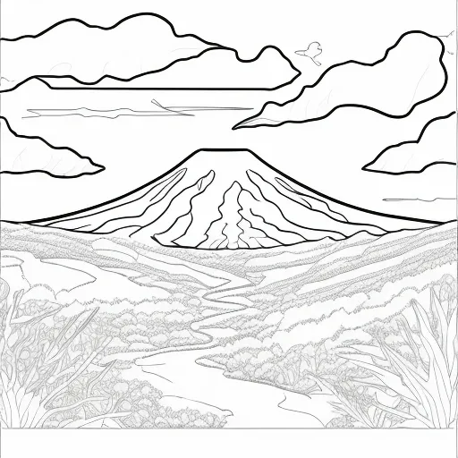 Erupting Volcano colouring page