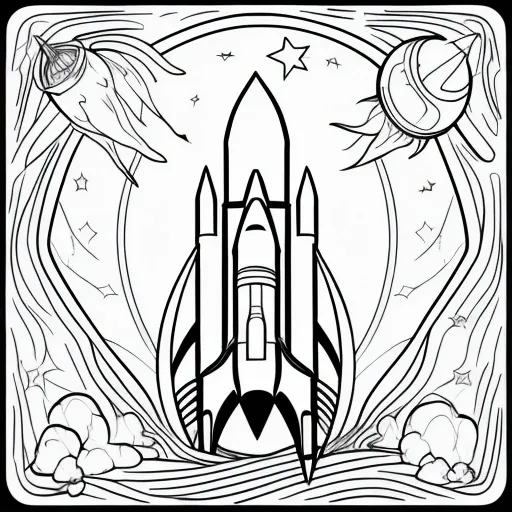 Rocket Launch colouring page